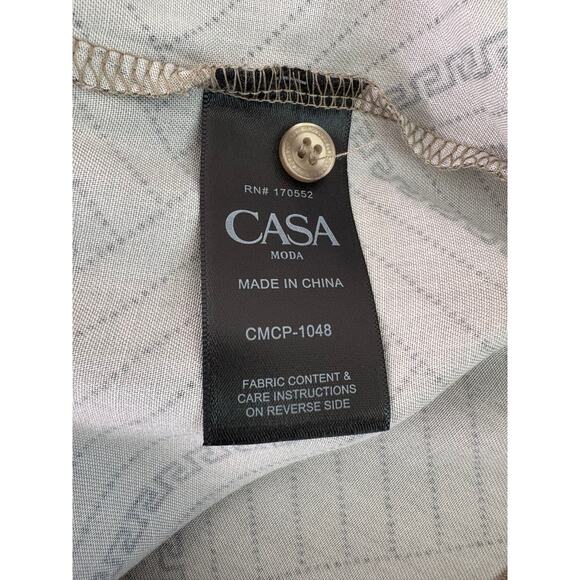Casa Moda Couture Men’s XL Luxury Mocha Design Button Front Camp Shirt Geometric - Picture 9 of 10